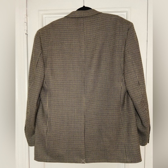 NWOT Club Room Cashmere Wool Blend Brown Cream Houndstooth Mens Formal Blazer - Picture 7 of 13